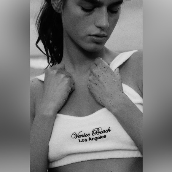 Zara Text Terrycloth Venice Beach Los Angeles crop tank top - Picture 3 of 11